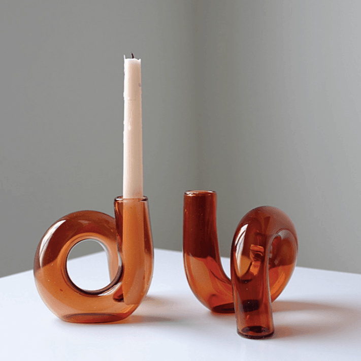 Twist Glass Candlestick Holder / Vase - huemabe - Creative Home Decor