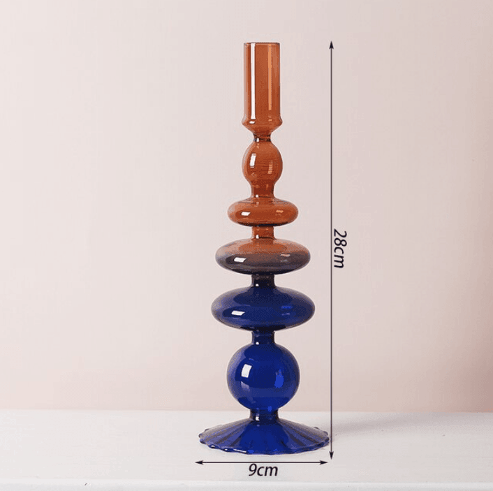 Two Color Glass Classic Craft Candlesticks Holders - huemabe - Creative Home Decor