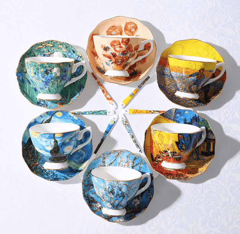 Van Gogh Art Painting Coffee Mugs With Spoon & Plate - huemabe - Creative Home Decor