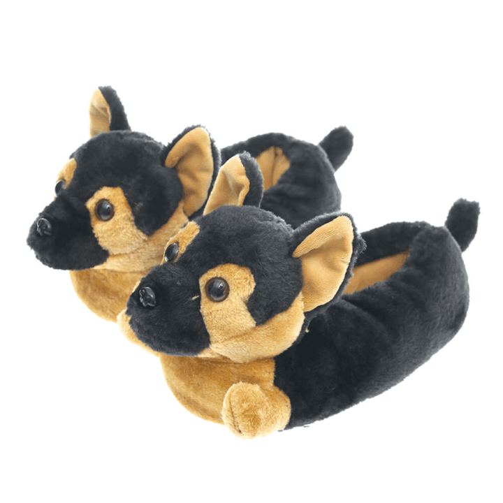 Warm German Shepherd Plush Slippers - huemabe - Creative Home Decor