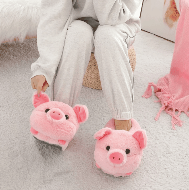 Warm Pig Plush Slippers - huemabe - Creative Home Decor