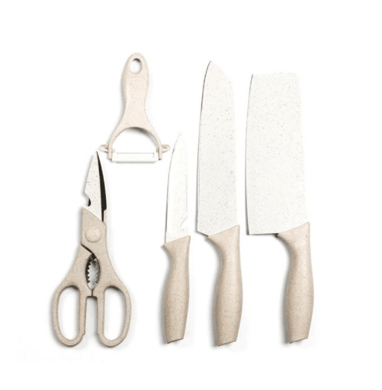 Wheat Straw 5Pcs Knives Peeler Scissors Set - huemabe - Creative Home Decor