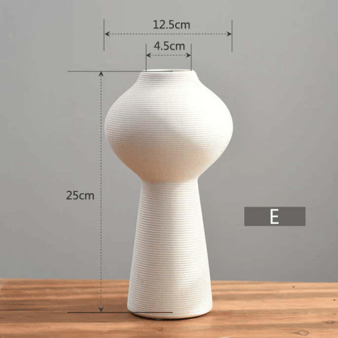 White Art Ceramic Flower Vase - huemabe - Creative Home Decor