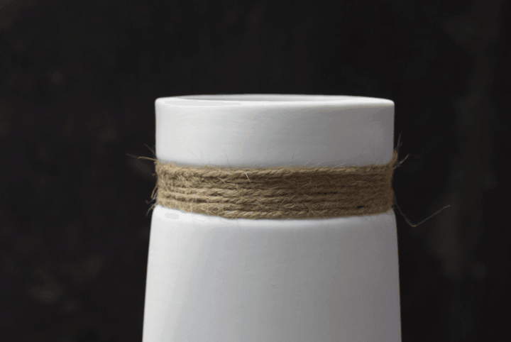 White Ceramic Vases with Rope - huemabe - Creative Home Decor